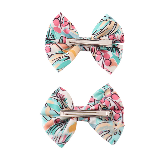 Floral Hair Bows Clips, (2 Pack)