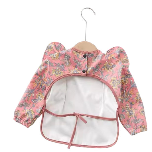Waterproof Long Sleeve Ruffle Baby Bib w/ Paisley Pattern