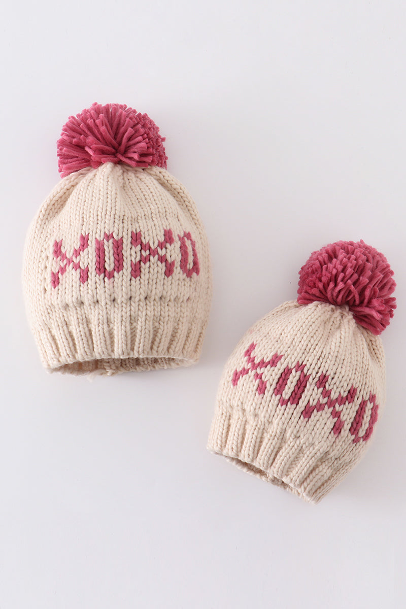 Knit Winter XOXO Beanie Pom Pom Hat