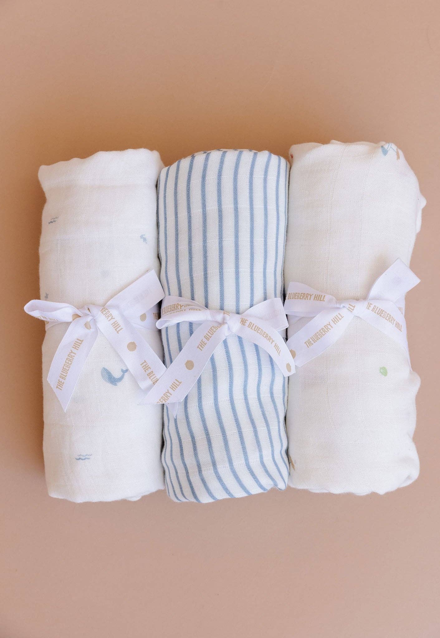 Organic Cotton Muslin Swaddle Blanket: Nautical Ocean