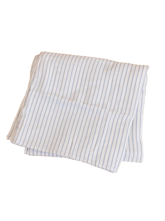 Organic Cotton Muslin Swaddle Blanket: Blue Stripe
