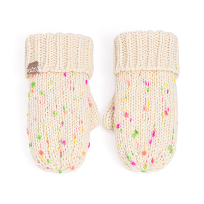 Speckled Knit Fleece Lined Mittens - Off-White: M (3-6Y)