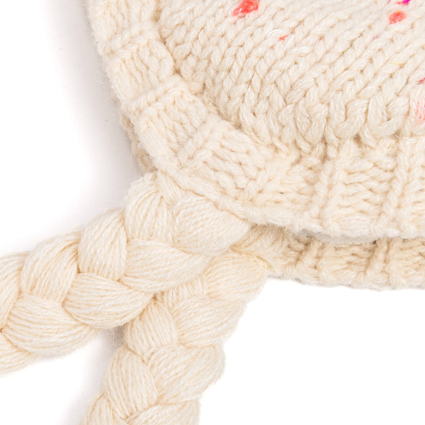 Speckled Knit Fleece Lined Winter Hat with Braids: M (2-4Y)