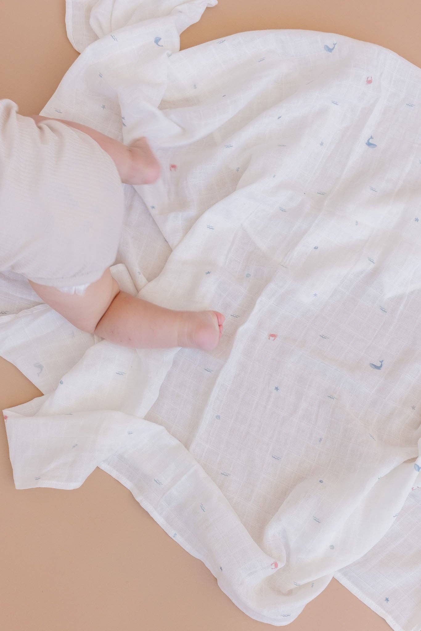 Organic Cotton Muslin Swaddle Blanket: Nautical Ocean