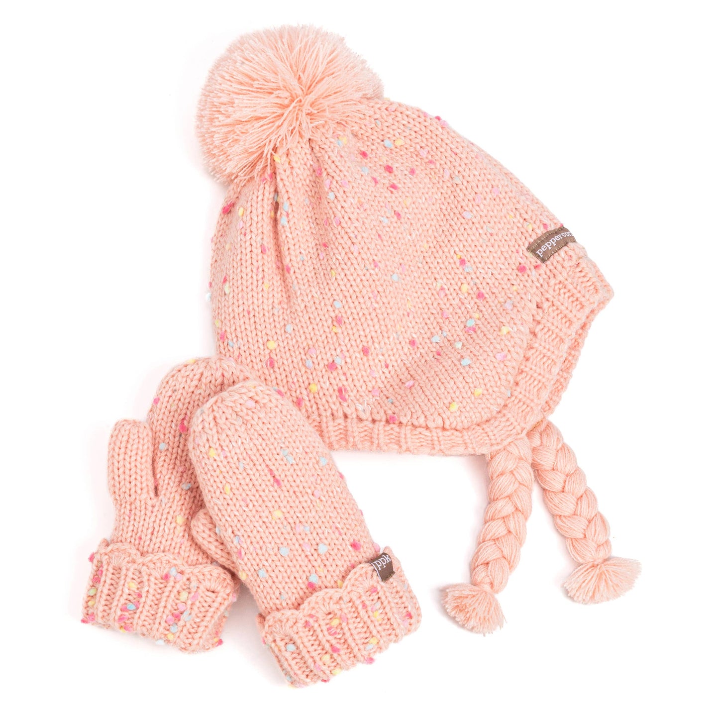 Speckled Knit Fleece Lined Mittens with Lace - Candy: M (3-6Y)
