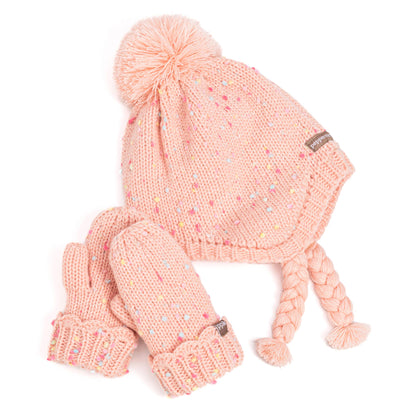 Speckled Knit Fleece Lined Mittens with Lace - Candy: M (3-6Y)