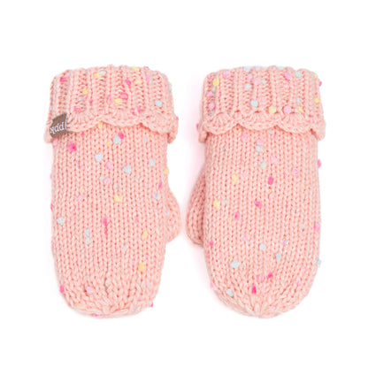 Speckled Knit Fleece Lined Mittens with Lace - Candy: M (3-6Y)