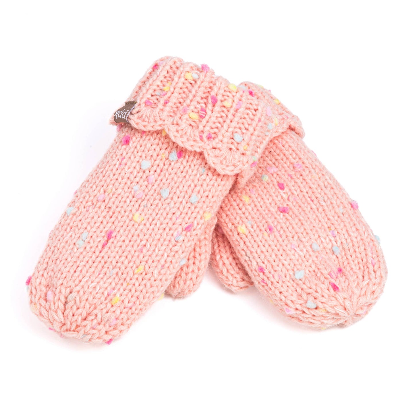 Speckled Knit Fleece Lined Mittens with Lace - Candy: M (3-6Y)