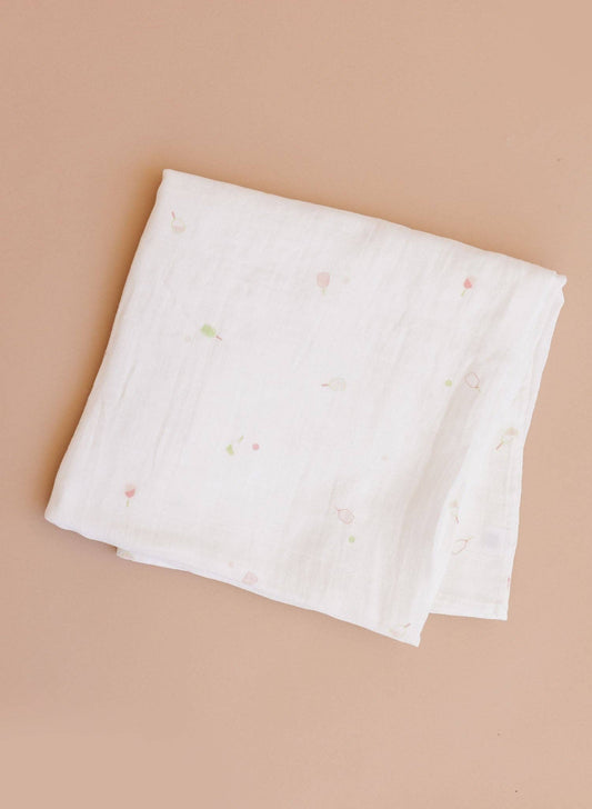 Organic Cotton Muslin Swaddle Blanket: Pickleball Sport Pink