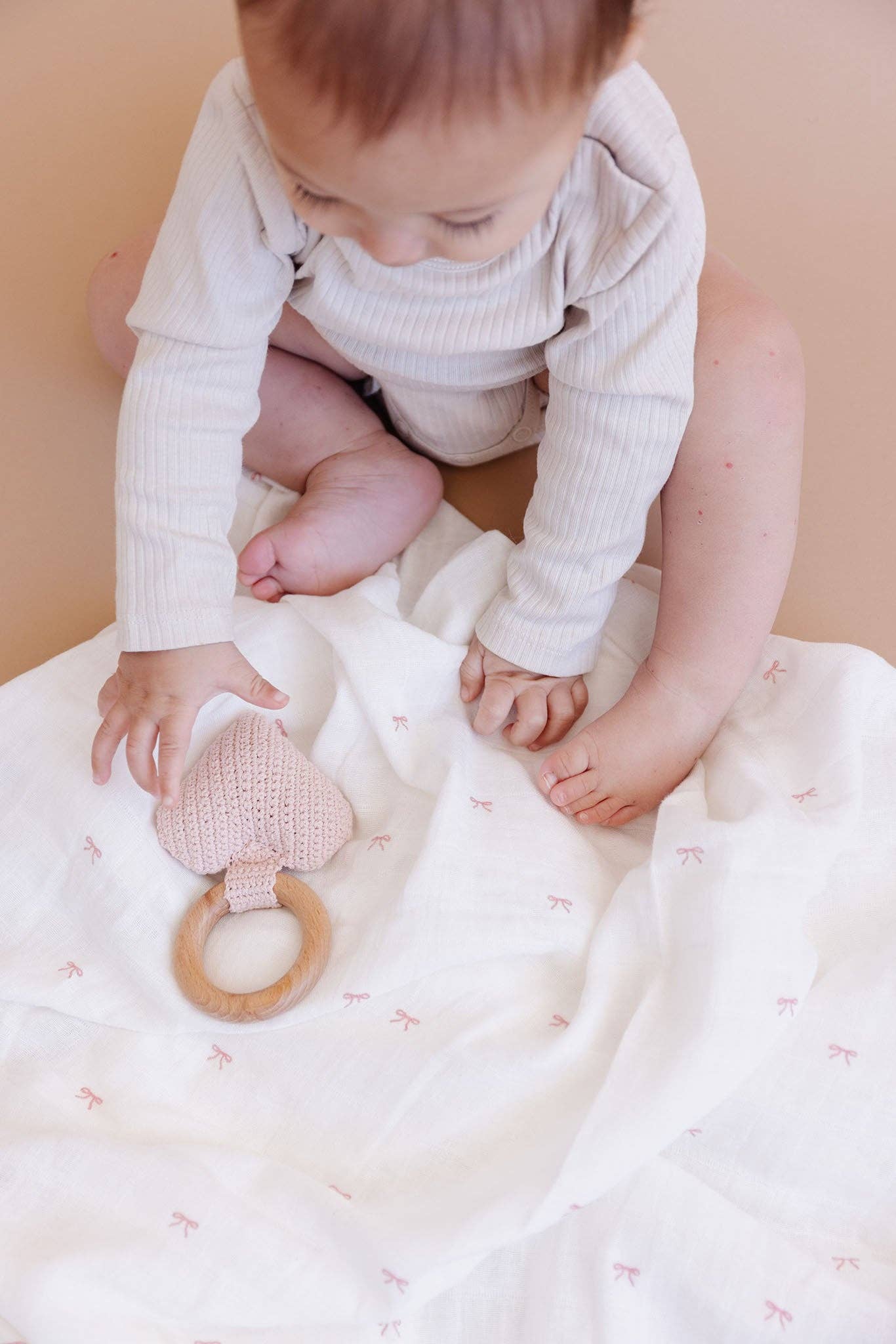 Organic Cotton Muslin Swaddle Blanket Gift Set: Strawberry, Bow, Stripe