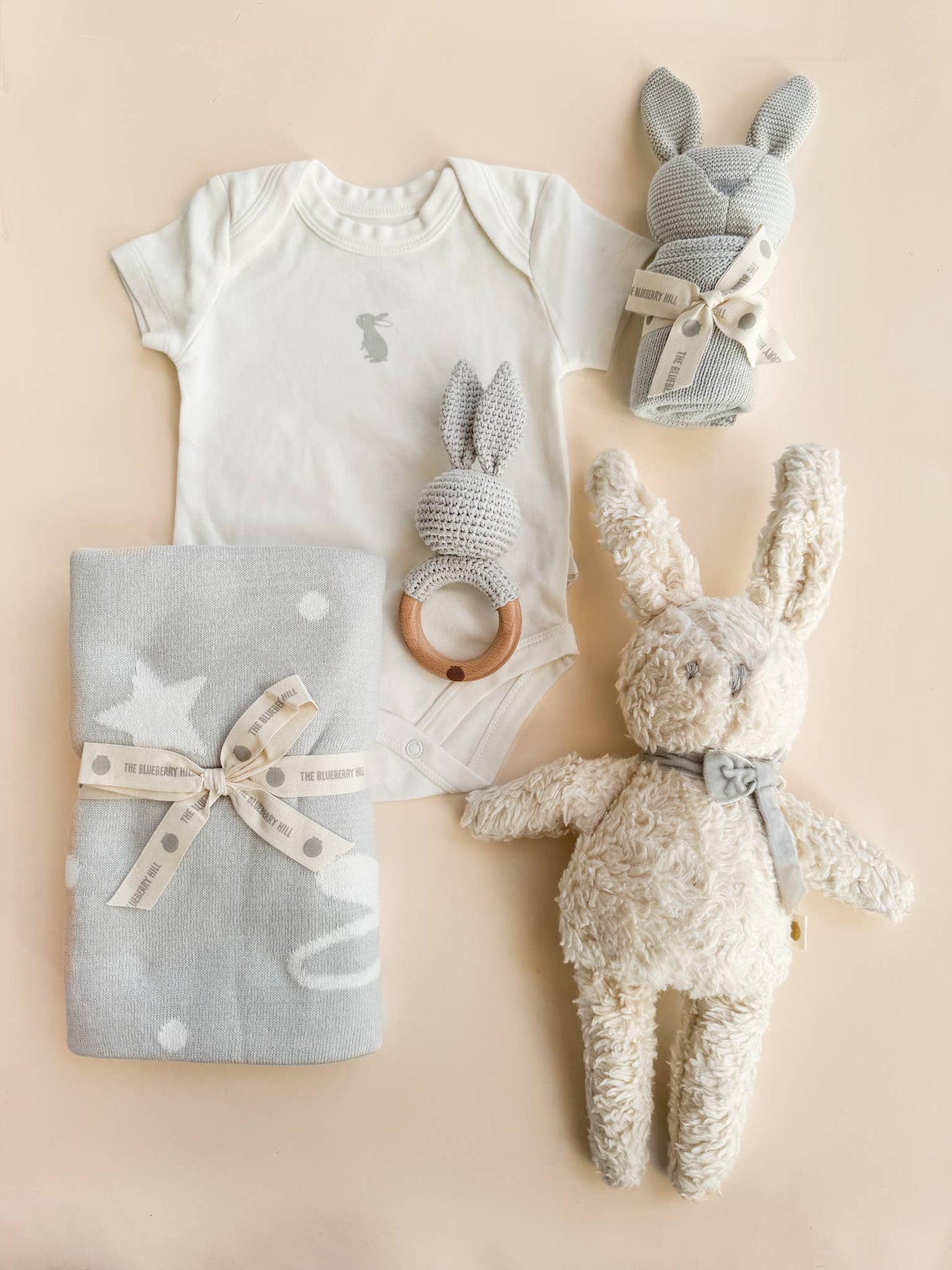 Organic Plush Bunny Grey Bow Doll Baby Sherpa: Grey Bow