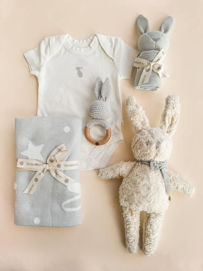 Organic Plush Bunny Grey Bow Doll Baby Sherpa: Grey Bow