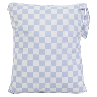 Dual-Compartment Wet/Dry Bag with Mesh Pocket (Blue Checker)