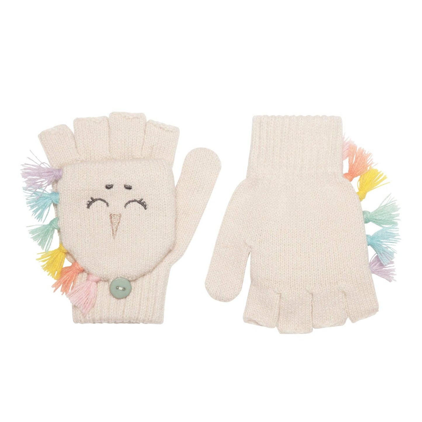 Rainbow Unicorn Knitted Gloves: 3-6Y