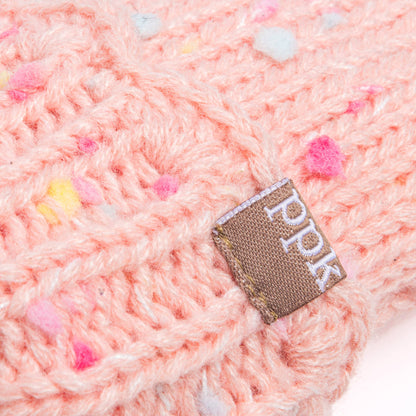 Speckled Knit Fleece Lined Mittens with Lace - Candy: M (3-6Y)