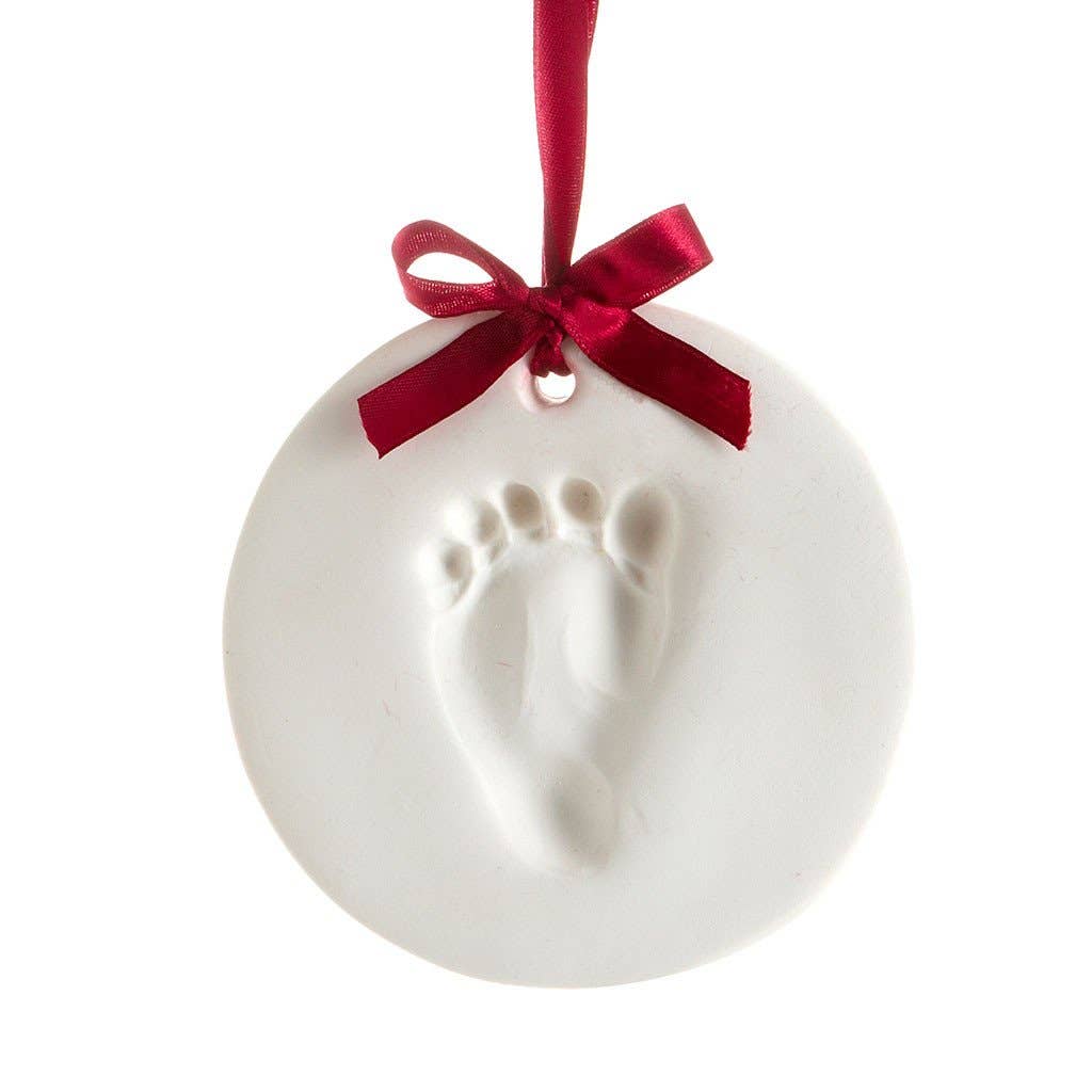 Baby Christmas Handprint or Footprint Clay Keepsake Ornament