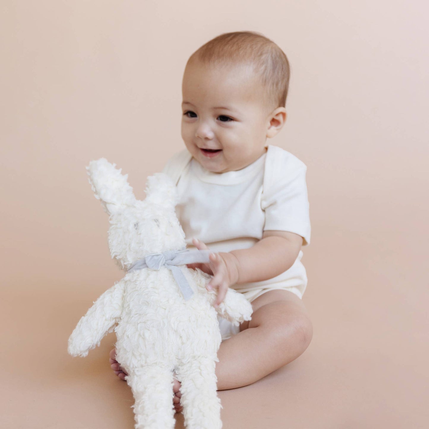Organic Plush Bunny Grey Bow Doll Baby Sherpa: Grey Bow