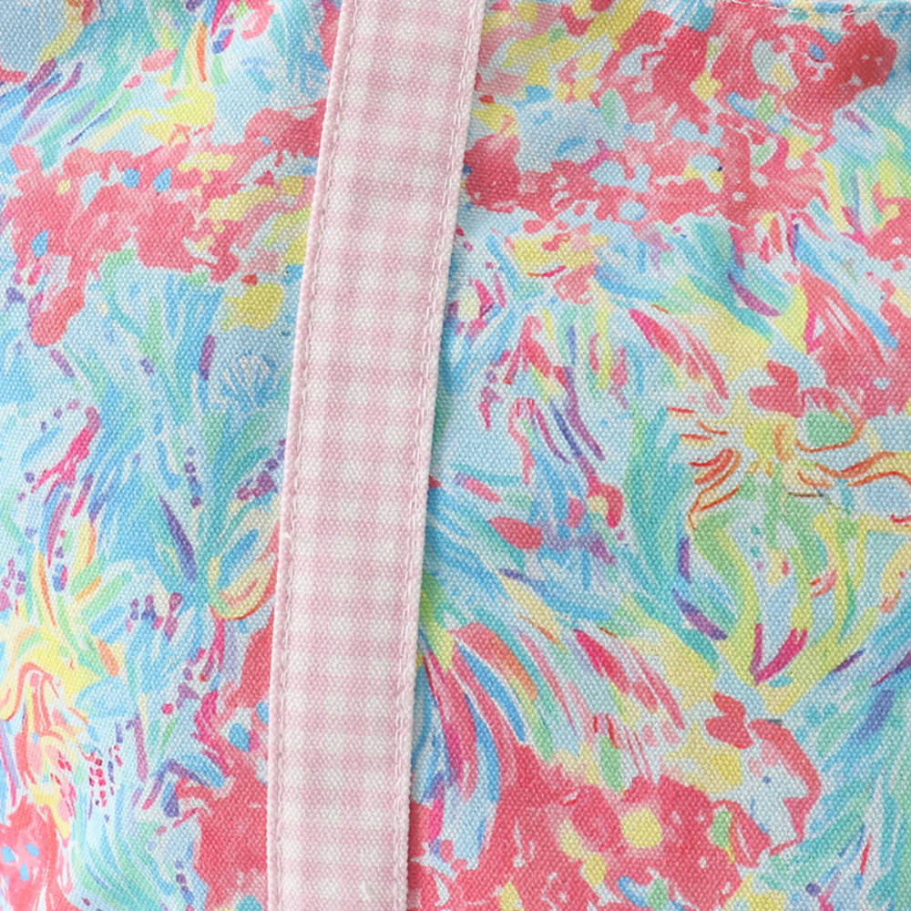 Multicolor & Gingham Floral Ruffle Tote Bag