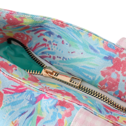 Multicolor & Gingham Floral Ruffle Tote Bag