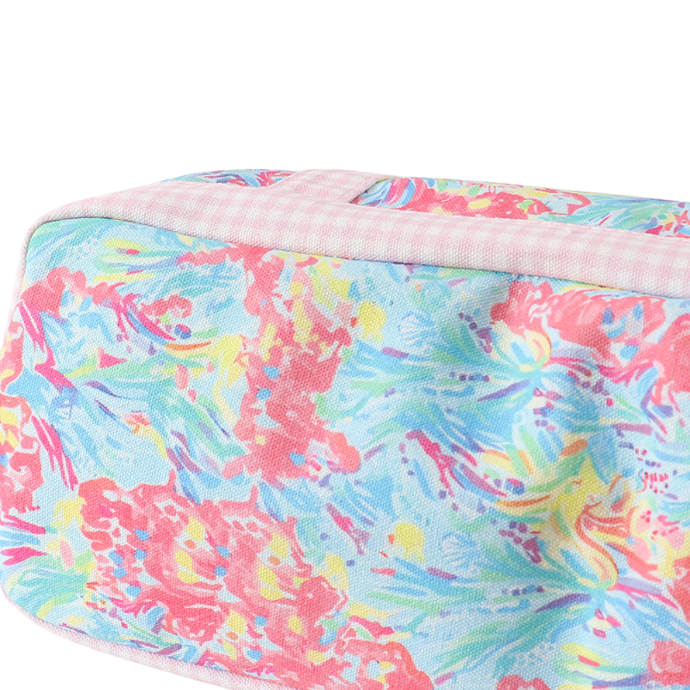 Multicolor & Gingham Floral Ruffle Tote Bag