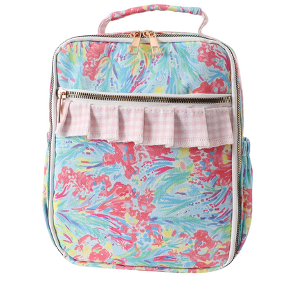 Multicolor & Gingham Floral Ruffle Insulated Lunch Bag