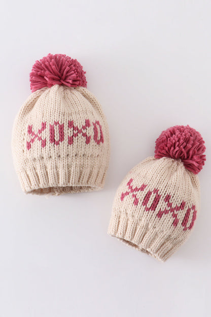 Knit Winter XOXO Beanie Pom Pom Hat