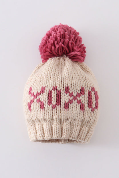 Knit Winter XOXO Beanie Pom Pom Hat