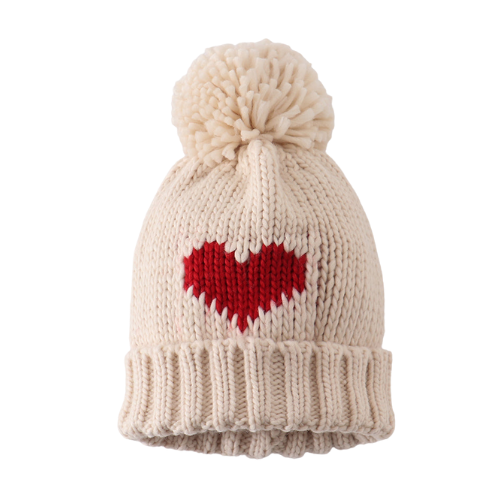 Kint Winter HEART Beanie Pom Pom Hat