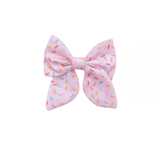 Pink Sprinkle Birthday Bows: Medium Bow / Alligator Clip Right
