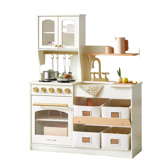 Tiny Land® Wooden Play Kitchen with Storage for Creative Toddlers