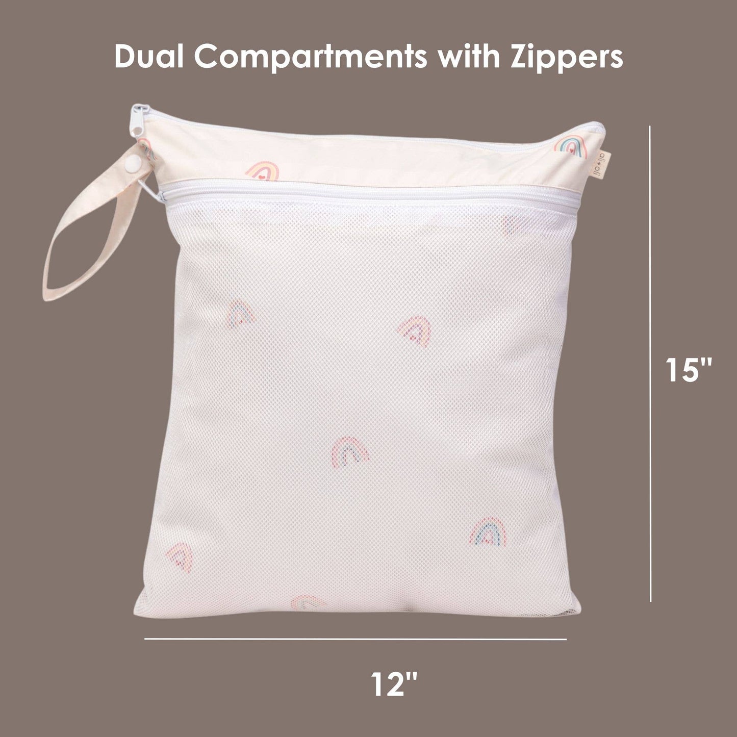 Dual-Compartment Wet/Dry Bag with Mesh Pocket (Rainbow)