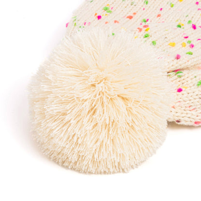 Speckled Knit Fleece Lined Winter Hat with Braids: L (4-6Y)