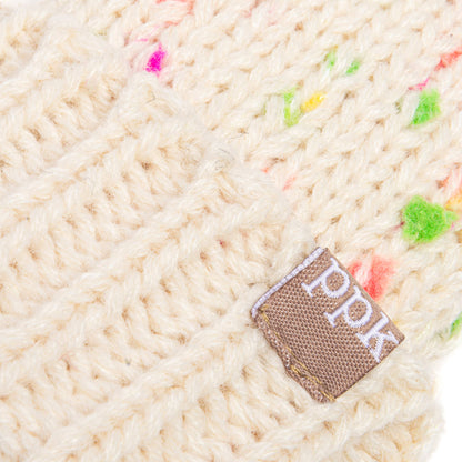 Speckled Knit Fleece Lined Mittens - Off-White: M (3-6Y)