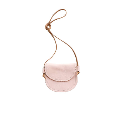 Little Girl Scalloped Leather Purse in Blush