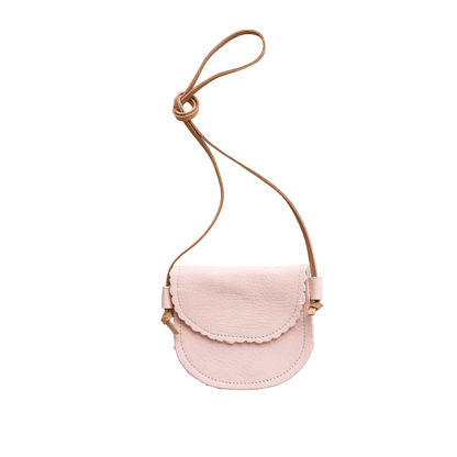 Little Girl Scalloped Leather Purse in Blush