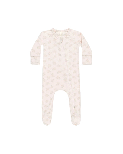 Modal Zip Footie Pink Blossom: 0-3M