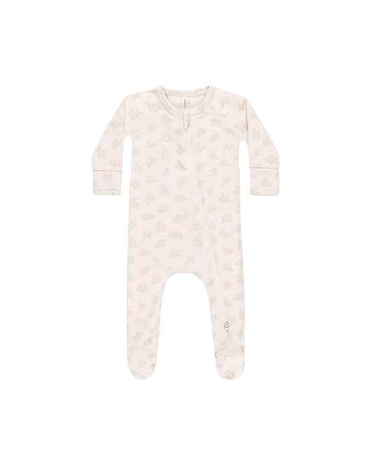 Modal Zip Footie Pink Blossom: 0-3M