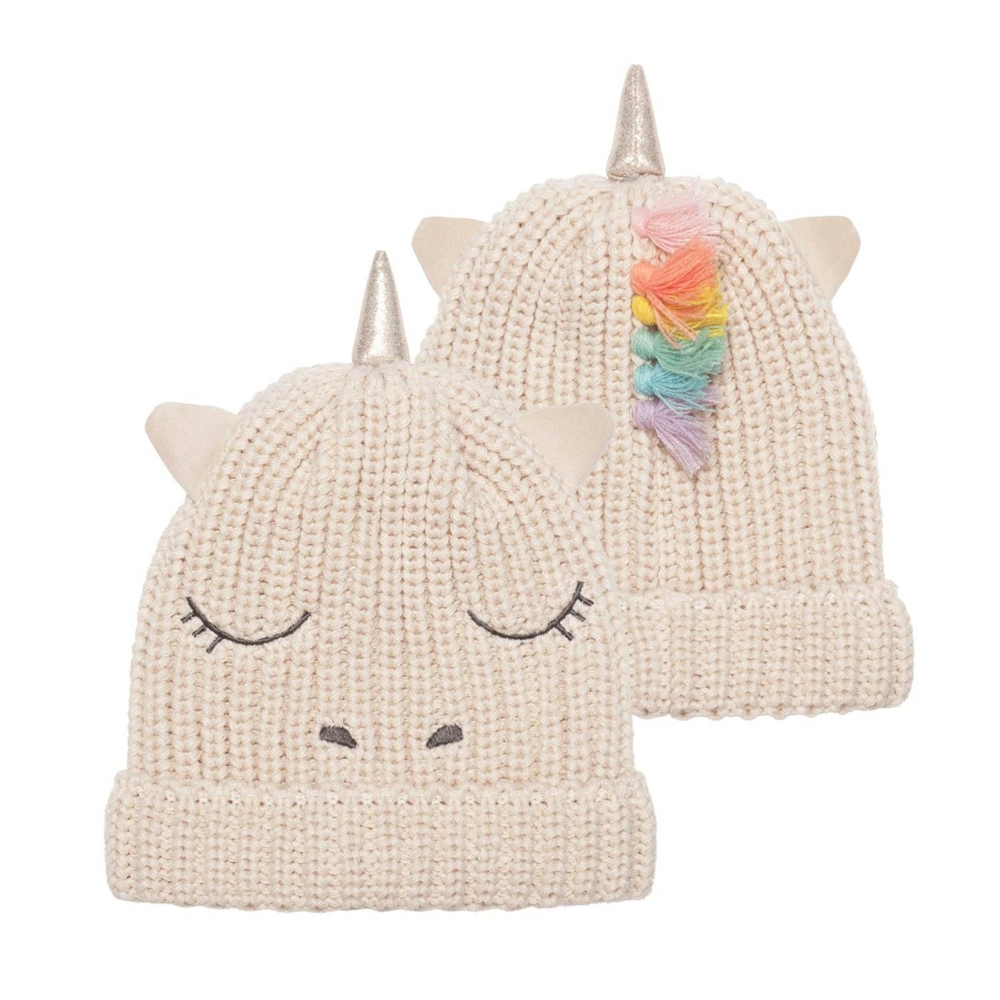 Rainbow Unicorn Knitted Hat: 3-6Y