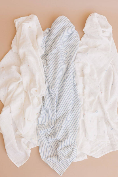 Organic Cotton Muslin Swaddle Blanket: Nautical Ocean