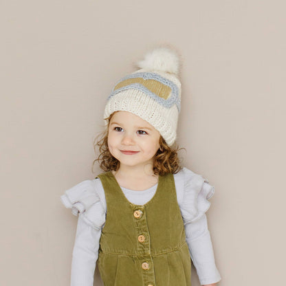 Ski Goggles Beanie, Cream - Small, 6-24M