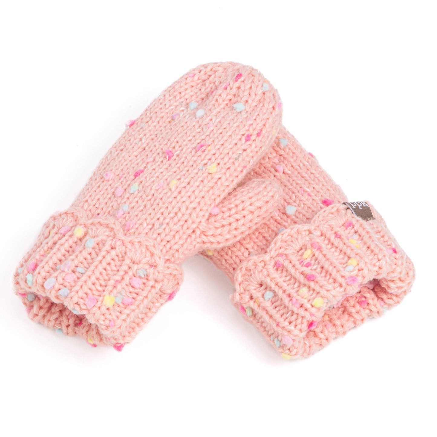 Speckled Knit Fleece Lined Mittens with Lace - Candy: M (3-6Y)
