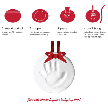 Baby Christmas Handprint or Footprint Clay Keepsake Ornament
