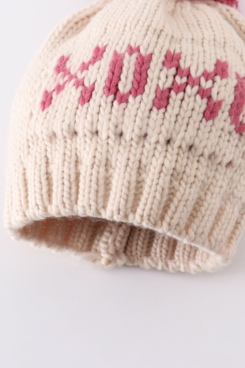Knit Winter XOXO Beanie Pom Pom Hat
